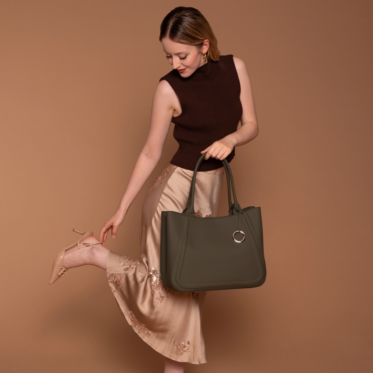 O bag shoppy haki yeşil çanta