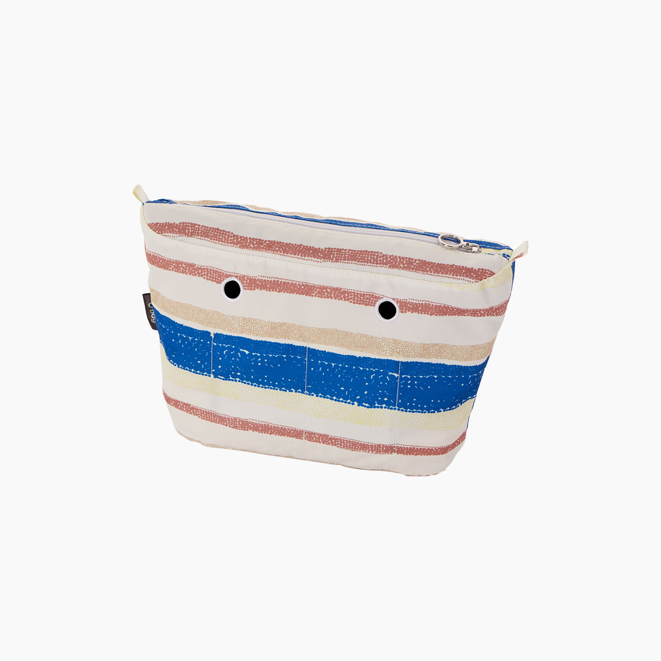 O bag mini kavas kumaş çizgi desen frezya sarı/deniz mavi/kum rengi iç çanta