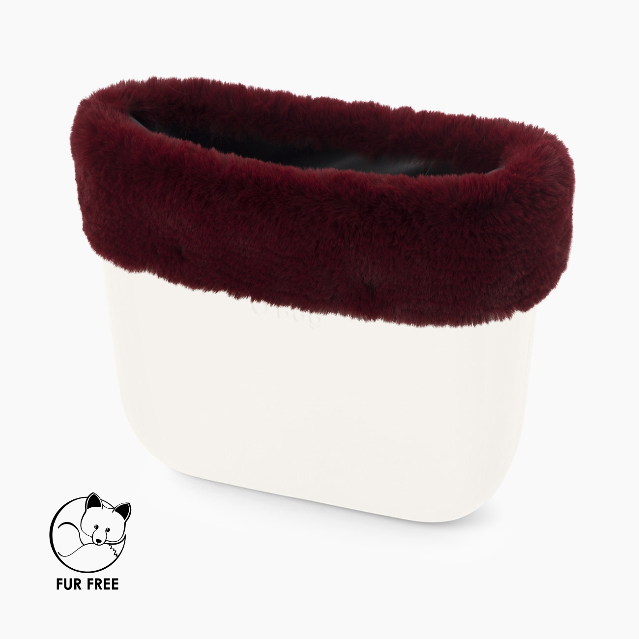 O bag suni tavşan kürk bordo kenar süsü